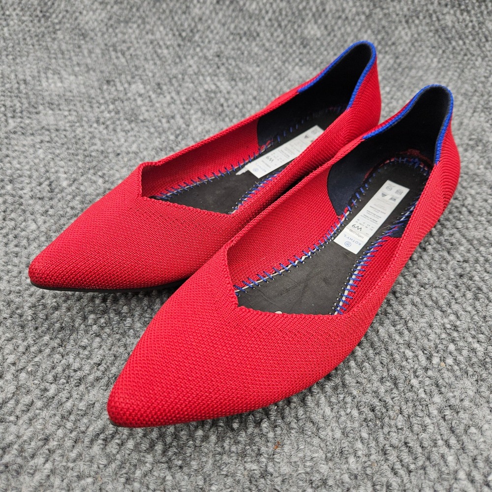 Rothy's Women's 9 Red The Point Flats Washable Slip On Shoes (No Insoles)